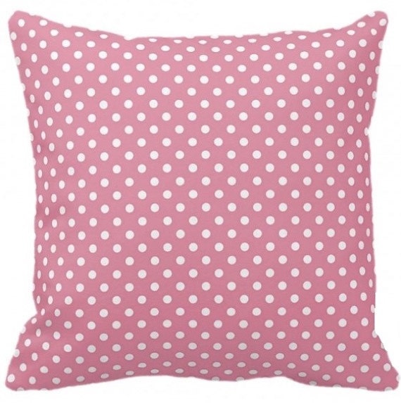 Polka Dots On Light Pink - Throw Pillow, Decorative Pillow Cover, Insert, Case Square- 17