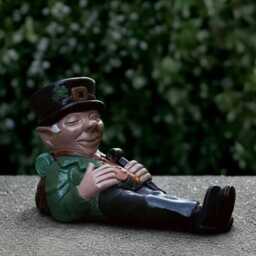 Funny Leprechaun Garden Statue Irish Elf Sculpture Concrete Fairy Decoration Outdoor Lucky Figurine St Patricks Day Ornament - thumbnail 3