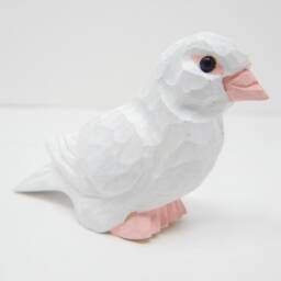 White Dove Wooden Figurine - Hand-Carved Rustic Bird Statue Decor - thumbnail 3
