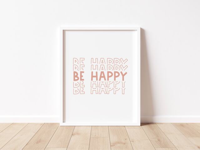 Be Happy Modern Nursery Print - Playroom Wall Art - image 1