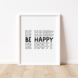 Be Happy Modern Nursery Print - Playroom Wall Art - thumbnail 2