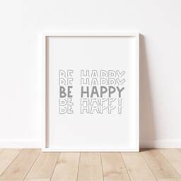 Be Happy Modern Nursery Print - Playroom Wall Art - thumbnail 3
