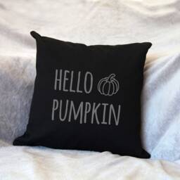 Hello Pumpkin Black Cushion, Halloween Decor, Pillow, Autumn Decoration, Decoration - thumbnail 2