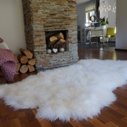 Giant Rug Four Sheepskin White Throw Genuine Leather Wool Carpet Decorative Rug - Comfy, Cozy, Natural Very Thick Long - thumbnail 3