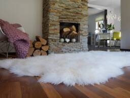 Giant Rug Four Sheepskin White Throw Genuine Leather Wool Carpet Decorative Rug - Comfy, Cozy, Natural Very Thick Long - thumbnail 1