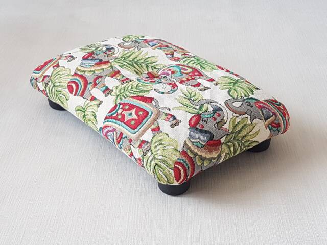 Elephant Fabric Footstool Handmade Small Under Desk Little Ottoman - image 1