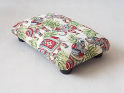 Elephant Fabric Footstool Handmade Small Under Desk Little Ottoman - thumbnail 1