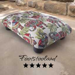 Elephant Fabric Footstool Handmade Small Under Desk Little Ottoman - thumbnail 2