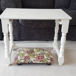 Elephant Fabric Footstool Handmade Small Under Desk Little Ottoman - thumbnail 3