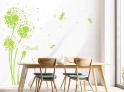 Wall Sticker Dandelion & Desired Name - Wall Tattoo Decoration Floral Decal Decor Vinyl W707 - thumbnail 1