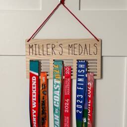 Gift For Grandchildren, Personalised Medal Hanger, Children, Athlete Display, Daddy Birthday Gift, Running Holder - thumbnail 2
