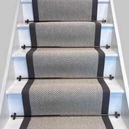 Herringbone Dapple Pure Wool Stair Runner With 100% Cotton Grey Border - thumbnail 1