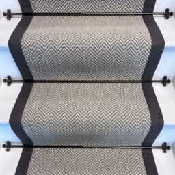 Herringbone Dapple Pure Wool Stair Runner With 100% Cotton Grey Border - thumbnail 2