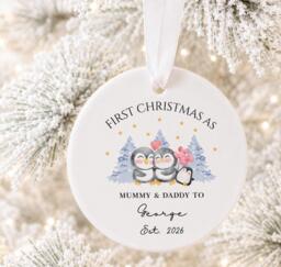 Baby's First Christmas Bauble - Personalised Ornament New Parent Gift Mummy & Daddy Keepsake - thumbnail 1