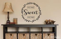 Vinyl Wall Decal-Home Sweet Home - Laurel Wreath - Home Decor - Wedding Gift - Entryway Welcome - Family Decor - thumbnail 1