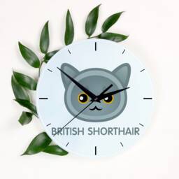 A Clock With A British Shorthair Cat. New Collection The Cute Art-Dog Cat