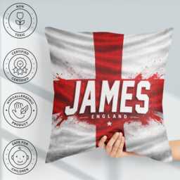 Personalised Name England Cushion Football Supporter Gift St Georges Cross Sports Fan Boy Custom Bedroom Match Day Soccer Boys Mens Decor UK - thumbnail 3