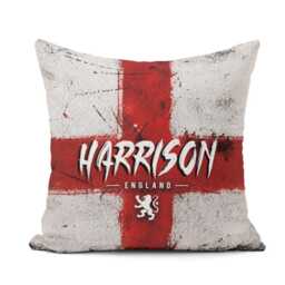 Personalised Name England Cushion Football Supporter Gift St Georges Cross Sports Fan Boy Custom Bedroom Match Day Soccer Boys Mens Decor UK - thumbnail 4