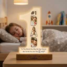 Personalized You Are The World #1 Dad Led Night Light, Father's Day Gift From Kids, New Gift, Best Ever, Custom Photo Light - thumbnail 2