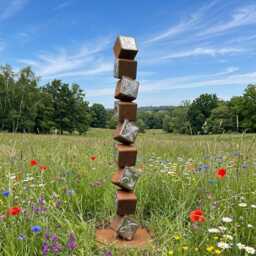 Garden Sculpture Patina Rust & Silver Contemporary Metal Art For Outdoor - thumbnail 1