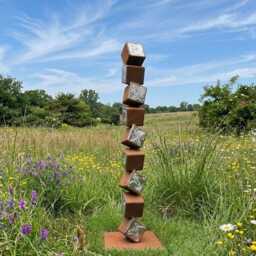 Garden Sculpture Patina Rust & Silver Contemporary Metal Art For Outdoor - thumbnail 4