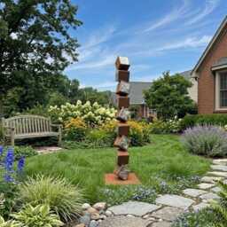 Garden Sculpture Patina Rust & Silver Contemporary Metal Art For Outdoor - thumbnail 3