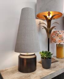 Feather Grey Extra Tall Cone Lampshade in Linen, 50cm Height