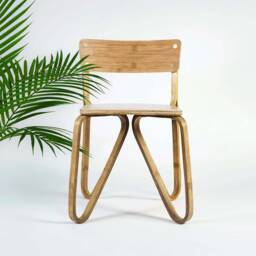 Minimal Bamboo Dining Chair Handmade Boho Office Study Chair - thumbnail 1