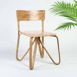 Minimal Bamboo Dining Chair Handmade Boho Office Study Chair - thumbnail 3
