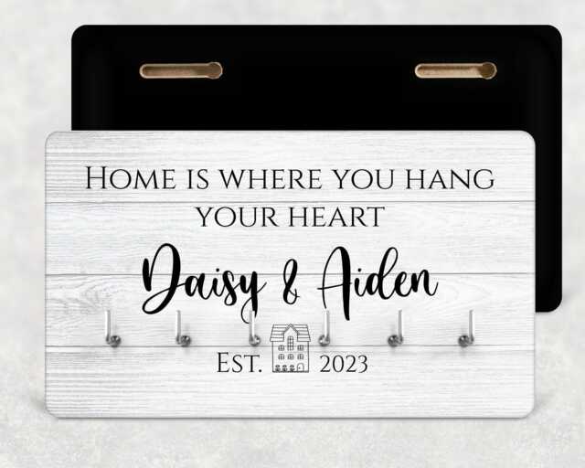 Family Key Holder, Wooden Wall Rack, Personalised - 4 Or 6 Hooks - image 1