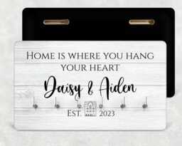 Family Key Holder, Wooden Wall Rack, Personalised - 4 Or 6 Hooks - thumbnail 1