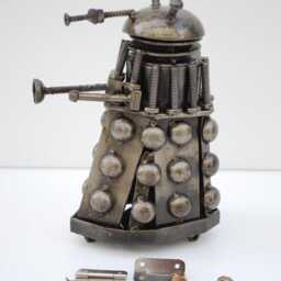 Robotscrap Metal Sculpture, Handmade Recycled Steel Art, Geek Valentine Gift For Him - thumbnail 3
