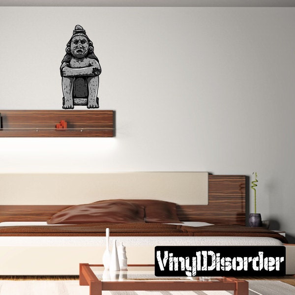 Aztec Stone Sculpture Wall Decal - Fabric Vinyl Removable & Reusable Aztecuscolor007Et