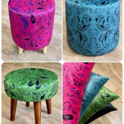 Neon Pink Paisley Pattern Velvet Handmade Cushion 18 - thumbnail 4