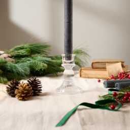 Ribbed Clear Glass Candle Holder Christmas Tablescape UK Florist - thumbnail 3