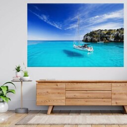 Tropical Island Mountain Nature Lake 3D View Wall Sticker Poster Decal A889