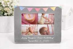 First Birthday Photo Frame Personalized Baby Gift Idea Custom Collage Keepsake Nursery Decor - thumbnail 1