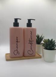 Personalised Pink Square Soap Dispenser Bottle With Matte Black Pump 250Ml & 500Ml