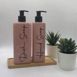 Personalised Pink Square Soap Dispenser Bottle With Matte Black Pump 250Ml & 500Ml - thumbnail 2