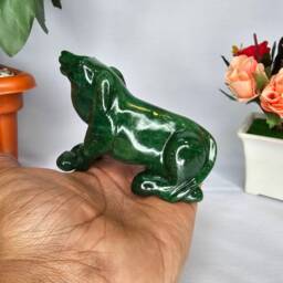 Green Jade Dog Figurine, Gemstone Animals, Memory Stone Garden Decor Gifts, Statue Memorial Grave Maker, Personalized Pet Memorial - thumbnail 2