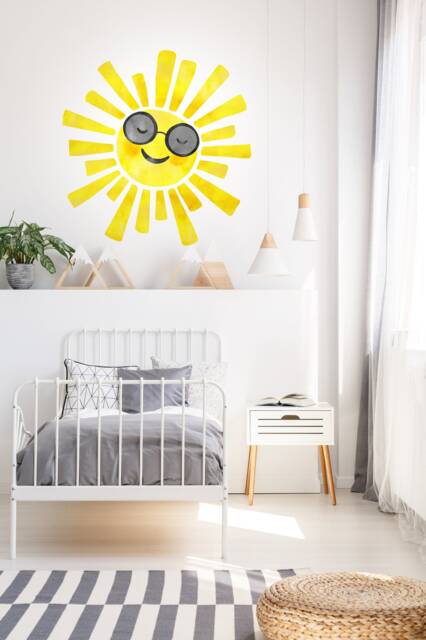 Sun Wall Decal Peel & Stick - Kids Yellow Sunshine Sticker Nursery Decals - image 1