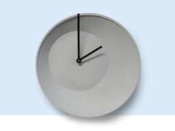 Off Center Stoneware Wall Clock, Modern Ceramic Hanging Clock - thumbnail 1