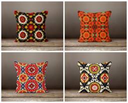Kilim Ethnic Home Decoration Pillow Cases Models/Geometric Farmhouse Cushion Cover/Authentic Case/Brick Red Pattern - thumbnail 1