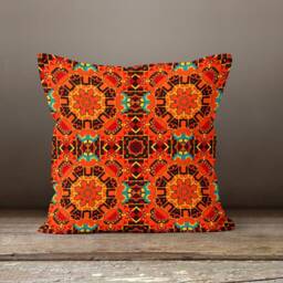 Kilim Ethnic Home Decoration Pillow Cases Models/Geometric Farmhouse Cushion Cover/Authentic Case/Brick Red Pattern - thumbnail 3