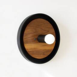 Modern Walnut & Black Wall Sconce Light Wood Lamp Bedside Kitchen Lights Dining Room Mirror - thumbnail 4