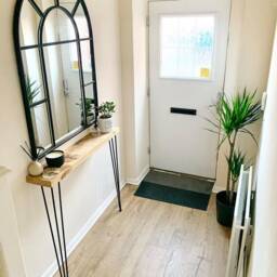 Rustic Wood Console Table With Hairpin Legs Hallway Radiator Shelf - thumbnail 3