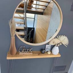 Rustic Wood Console Table With Hairpin Legs Hallway Radiator Shelf - thumbnail 1