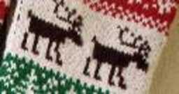 Hand Knit Christmas Stocking, Nordic Reindeer Design, Green & Red Holiday Decor - thumbnail 2