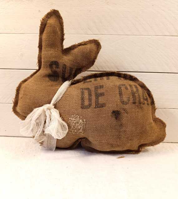 Vintage Grainsack Barnyard Animal Cushions - Pig, Hen & Rabbit - image 1