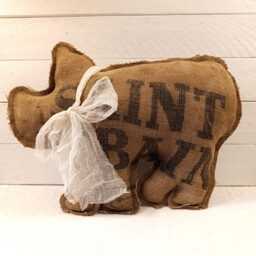Vintage Grainsack Barnyard Animal Cushions - Pig, Hen & Rabbit - thumbnail 2